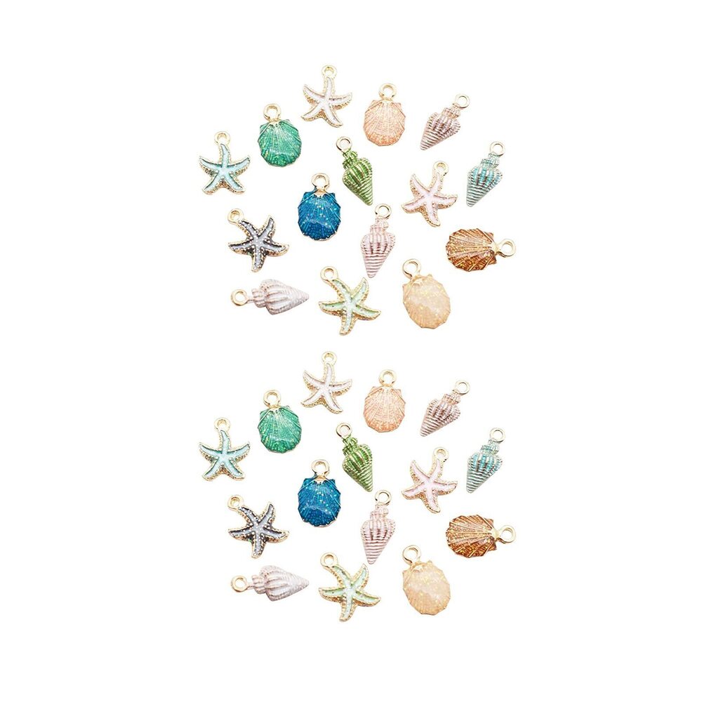 5690 Lpdphanxfkx 30 Pcs Mini Enamel Ocean Starfish Conch Seashell Charm